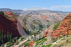 Rock formation Seven bulls and a broken heart in Kyrgyzstan