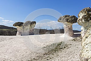 Rock formation The Stone Mushrooms near Beli plast village, Kardzhali Region, Bulgaria