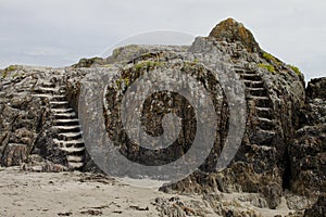 Rock formation with stone steps