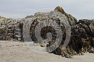 Rock formation with stone steps