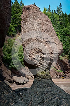 Rock formation from by tidal erosion at Hopewell Rocks, New Brunswick, Canada - Canadian Travel Destination - Canadian Landscape