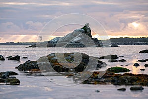 Rock formation in the Tillamook bay photo