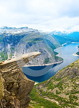 Rock formation Trolltunga Troll tongue Odda Norway