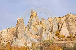 Rock formation tuff beautiful landscape in turkish Cappadocia