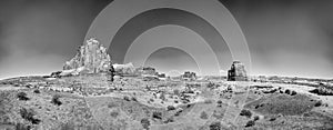 Rock formations at Arches National Park, Utah. Canyon panoramic view at sunset