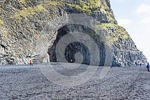 Rock formations on black Sand Beach Reynisfjara, Iceland