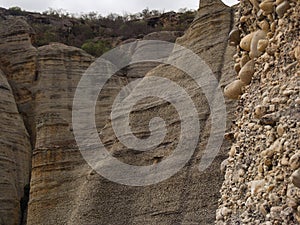 Rock formations of the boulder of the stone pierada in the Park of Serra da Capivara