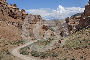 Rock formations in Charyn Canyon, Kazakhstan