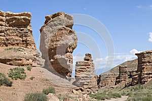 Rock formations in Charyn Canyon, Kazakhstan