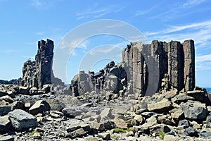 Rock formations on the coast at Bombo, NSW.