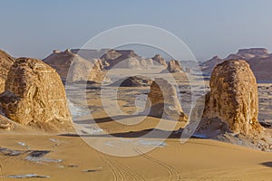 Rock formations of El Aqabat (Agabat) valley in the White Desert, Egy