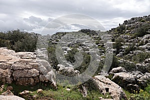 Rock formations of El Torcal de Antequera in Andalusia, Spain