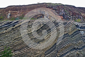 Rock formations in geological layers