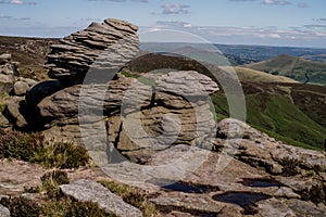 Rock formations at Hope Valley in the Peak District National Park, Derbyshire