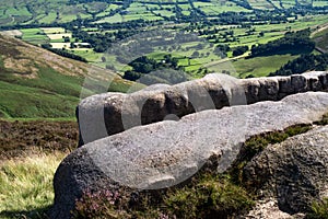 Rock formations at Hope Valley in the Peak District National Park, Derbyshire