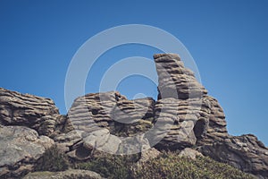 Rock formations at Hope Valley in the Peak District National Park, Derbyshire