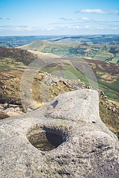 Rock formations at Hope Valley in the Peak District National Park, Derbyshire