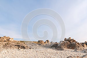 Rock formations on the island of FÃÂ¥rÃÂ¶, Langhammars RaukomrÃÂ¥de, Sweden, Gotland, Europe photo