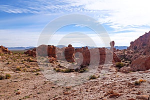 Rock formations of Italia Perdida in the Andean highlands of Bolivia.