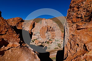 Rock formations of Italia Perdida in the Andean highlands of Bolivia.