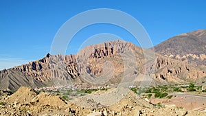 Rock formations landscape in Tilcara, Argentina photo
