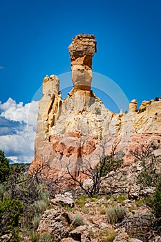 Rock formations look like statues in desert near Abiquiu