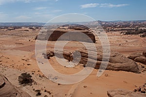 Rock formations in MadaÃÂ®n Saleh, Saudi Arabia photo