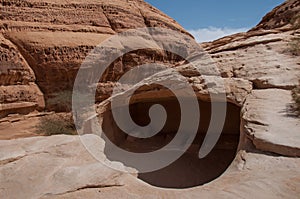 Rock formations in MadaÃ®n Saleh, Saudi Arabia