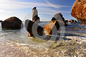 Rock formations on Monro Beach New Zealand