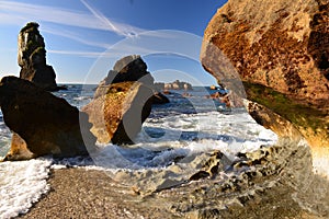 Rock formations on Monro Beach New Zealand