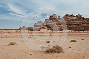Rock formations near Al-Ula in the deserts of Saudi Arabia photo