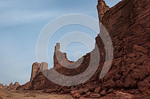 Rock formations near Al-Ula in the deserts of Saudi Arabia