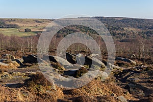 Rock formations in the peak district, Derbyshire, England