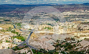 Rock formations in Pigeon Valley of Cappadocia , Turkey