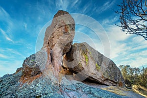 Rock formations in Pinnacles National Park in California, the destroyed remains of an extinct volcano on the San Andreas photo