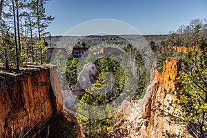 Rock formations in the Providence Canyon State Park in Stewart County, Georgia, USA.