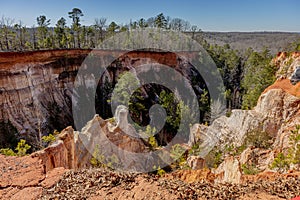 Rock formations in the Providence Canyon State Park in Stewart County, Georgia, USA.