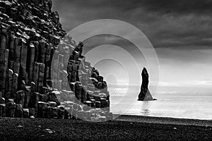 Rock formations in Reynisfjara Beach & Reynisdrangar