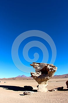 Rock formations on the Salar de Uyuni desert