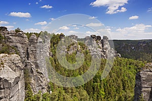 Rock formations in the Saxon Switzerland in Germany photo