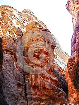 Rock formations The Siq Petra in the Kingdom of Jordan