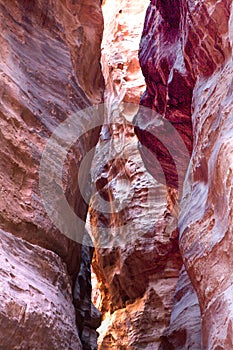Rock formations The Siq Petra in the Kingdom of Jordan