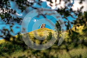 Rock formations on the top of the hill in region Liptov, Slovakia