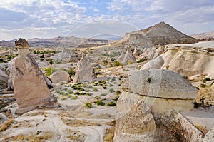Rock formations at Zelve in Cappadocia, Turkey.