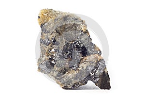 Rock of Galena lead glance mineral from Spain isolated on a pure white background