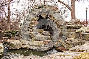 Rock garden fountain located at the Boise Rail Road Depot