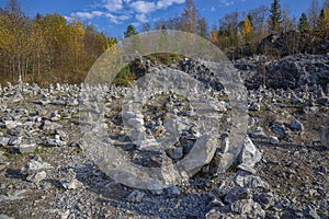 The rock garden in the Ruskeala Mountain Park, Russia