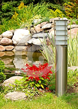 Rock garden with solar lamp