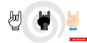 Rock gesture icon of 3 types. Isolated vector sign symbol.