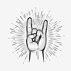 Rock on gesture symbol. Heavy metal hand gesture vector illustration